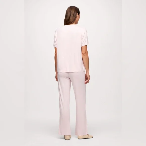 Nuuds boyfriend pajama tee shirt top pants makeup pink lounge set - Picture 3 of 14